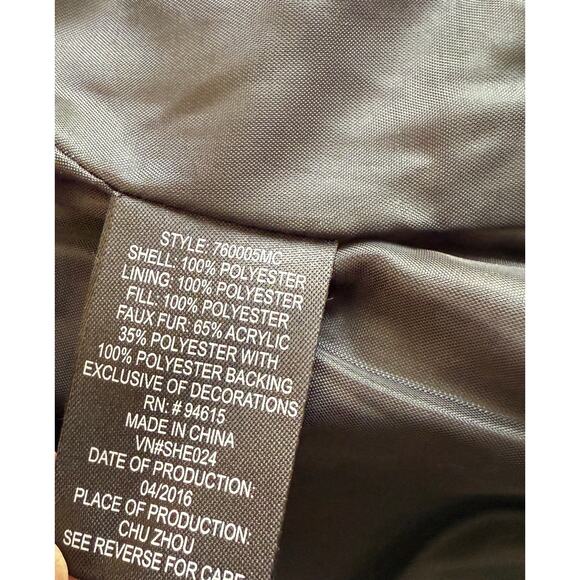 Protection System Puffer Coat Jacket Girls 7 / 8 Black Faux Fur Hooded Full Zip - Picture 8 of 9